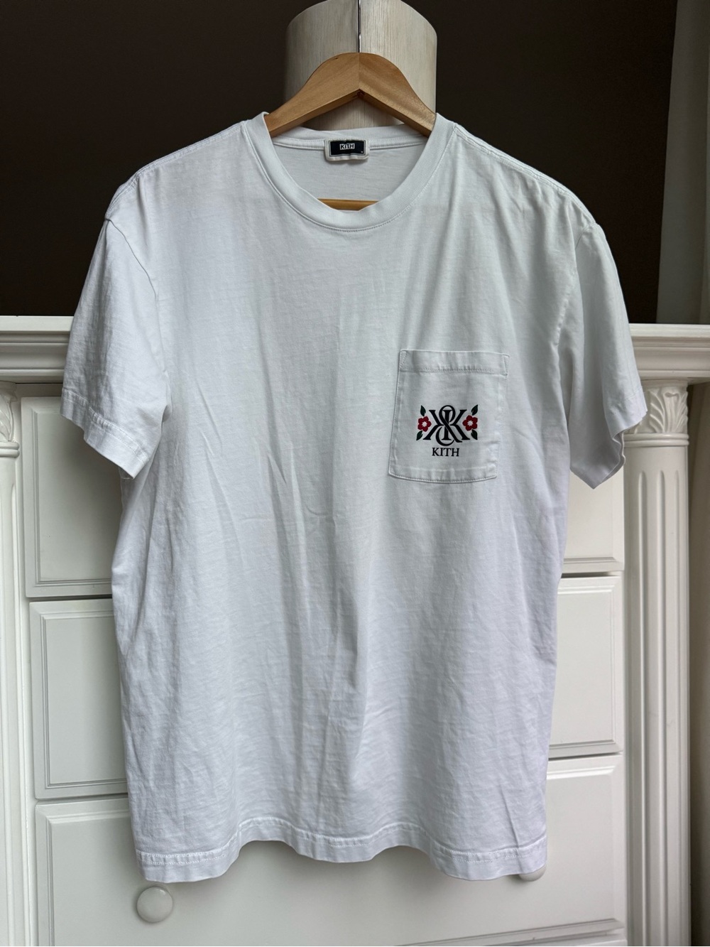 Kith Men's White Pocket Tee with Embroidered Logo